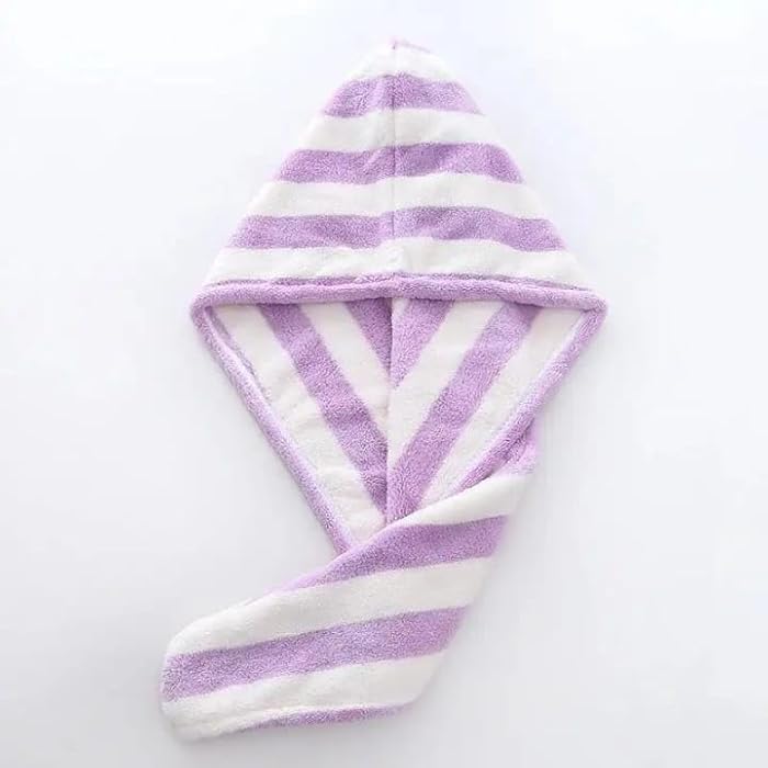 Microfiber Hair Dry Cap Colorful Striped Super Absorbent Quick Dry Hair Towel for Women Long Hair Wrap Cap Bathroom Showering - Image 3